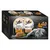 Emballage Sheba Perfect Portions Split-Tray, 16 x 37,5 g, dinde et canard, visuel de pâtée en sauce et chat gris allongé. Indication : 8 barquettes dinde, 8 barquettes canard.