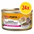 Feline Porta 21 Whole Tuna Meat with Surimi -kissanruoka, 24x. Teksti: ohne zuckerzusatz no added sugar. Kuvassa kissanruokapurkki ja annoskuva, kissa vieressä. Feline Porta 21 Whole Tuna Meat with Surimi -kissanruoka, 24x. Teksti: ohne zuckerzusatz no added sugar. Kuvassa kissanruokapurkki ja annoskuva, kissa vieressä.