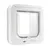 White microchip pet door with clear flap and manual lock, shown from the front at an angle. Brand name 'SureFlap' visible on lower right. White microchip pet door with clear flap and manual lock, shown from the front at an angle. Brand name 'SureFlap' visible on lower right.