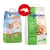 Cambio de envase de Tigerino Nuggies arena aglomerante para gatos, 14 L. Texto visible: 'Natural Clay Clumping Litter', 'Eco-Friendly', 'With Spring Meadow Scent'. Imagen de gato naranja.