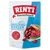 Rinti Kennerfleisch mit Geflügelherzen, getreidefrei. Rinti seit 1989 Original. Abbildung von Fleischstücken und Herzen.