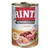 Scatola di alimento Rinti Kennerfleisch mit Huhn, con immagini di carne e pollo sul fronte. Testo visibile: 'Getreidefrei', 'Fleisch pur', 'Zusammensetzung verfeinert'.
