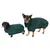 Two dogs wearing green dog coats with kooa logo, suitable for various sizes.