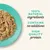 100% natural ingredients, contains no additives, high quality protein – tekst w języku angielskim obok zdjęcia karmy na talerzu.