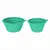 Two foldable green silicone bowls with ribbed design and side handle. Suitable for travel or on the go.