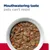Bowl of wet food with visible meat chunks, rice and carrots. Text reads: Mouthwatering taste pets can’t resist.