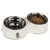 Tiaki double bowl made of stainless steel, one bowl filled with water and one with dry food.