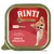 RINTI Gold MINI 100G, mit feinen Stückchen von Rind & Perlhuhn. Billede af lille hund på emballagen. Tekst på tysk.