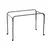 Metal frame stand with four legs and wheels, suitable for supporting cages or enclosures. Adjustable height visible on the sides.