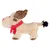 Jouet en peluche beige en forme de renne avec bois marron, foulard rouge et queue noire. Matière côtelée visible sur le corps.