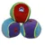Three soft, colourful balls with paw print designs, shown in blue, red, and purple sections. Suitable for play or fetch activities.