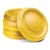 Yellow frisbee with 'Easy Glider' inscription, stackable and made of plastic.