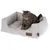 Katzenbett aus grauem Stoff mit gepolsterter Liegefläche, braunem Logoaufnäher 'Modern Living'.