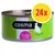 cosma Thunfisch in Jelly FISCH PUR, blik kattenvoer, verpakking met 24 stuks zichtbaar op het etiket