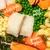 Image showing key ingredients: white fish, sweet potato, seaweed, garden veggies and peas.