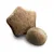 Two pieces of dry pet food in different shapes, one star-shaped and one round, shown to illustrate kibble size and form.