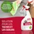 Texte : Ne présente aucune toxicité pour les animaux ou l’environnement. Solution pour les taches et les odeurs. Flacon Nature’s Miracle Stain & Odour Remover visible.