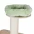 Cat tree with green, soft plush bed on a wooden platform and sisal-wrapped post.