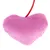 Plush toy in heart shape, pink with red ribbon.