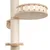 Cat tree made of wood with sisal-wrapped post, platform and round lying surface with railing.