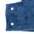 Close-up view of blue, fluffy fabric with two white snap fasteners.