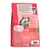 Back of pet food bag showing ingredients list, feeding guide table, and product features such as salmon, chicken, egg, vegetables, added vitamins, minerals, taurine, and natural ingredients.