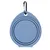 Foldable blue silicone bowl with carabiner for easy attachment. Suitable for travel.