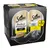 Sheba Perfect Portions Luxury Paté split tray with chicken, pack of 6. Image shows product portion and a grey cat.