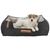 Hundebett von Be Nordic in dunkelgrau mit Seilgriff und braunen Lederdetails, gepolsterte Innenfläche in beige.