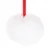 Balle blanche en fourrure synthétique avec attache rouge visible en tissu