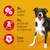 No added sugar, no artificial colours or flavours, low in fat. Three icons with these product features shown next to a dog.