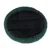 Round, padded pet cushion with black surface and green edge made of soft fabric.