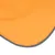 Gros plan sur un tissu orange avec bord gris, couture visible. Matière textile uniquement, aucun logo ou texte apparent.