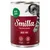 Lattina Smilla Beef Pot 400 g, con scritte: WITH DUCK, FOOD FOR A LIFETIME, CONTAINS TAURINE, GRAIN-FREE. Immagine di un gatto sulla confezione.