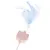 Toy with pink cat head and blue and white feathers, suitable for interactive play.