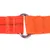 Nahaufnahme eines orangefarbenen Nylonbands mit schwarzer Naht und silbernem Metallring.
