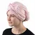 Roze handdoekturban van zachte stof met knoopsluiting en decoratieve oren. Roze handdoekturban van zachte stof met knoopsluiting en decoratieve oren.