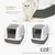 Twee kattenbakken van catit met Airsift-filtersysteem in de maten Jumbo (57x50x46,5 cm) en Regular (57x39x46,5 cm), beide met een klapdeur van 24,4x26,4 cm. Twee kattenbakken van catit met Airsift-filtersysteem in de maten Jumbo (57x50x46,5 cm) en Regular (57x39x46,5 cm), beide met een klapdeur van 24,4x26,4 cm.