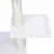 Plateforme d’arbre à chat blanche avec poteaux recouverts de corde en sisal et surface carrée, matériaux visibles : bois et sisal.