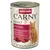Animonda Carny Adult nötkött + hjärta, 100 % färska ingredienser, utan spannmål, Made in Germany. Burk med röd etikett, bild på katt och köttbitar.