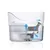 Querschnitt eines Wasserfilters mit blauen Pfeilen, die den Wasserfluss und die Filtrationsstufen darstellen.