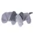 Grey plush toy in elephant shape with large ears and short tail.