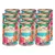 Lot de 12 boîtes Terra Canis Waikiki Woof, texte visible : Lachs mit Quinoa, Mango & Hibiskus, 100 % food quality, illustrations de fleurs colorées sur l’emballage.