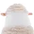 Pluche speelgoed in de vorm van een schaap met beige vacht en witte details, zichtbare oren aan de zijkanten.