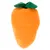 Juguete de peluche en forma de zanahoria naranja con hojas verdes, apto para mascotas.