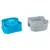 Set fontana per bere in plastica a due pezzi, composto da fontana blu e vaschetta di raccolta grigia.