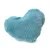 Heart-shaped toy made of blue fabric with ribbed texture.