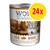 Wolf of Wilderness Oak Woods villisian säilykeruoka, 100 % grain-free, 800 g. Pakkaus sisältää 24 purkkia. Näkyvissä myös teksti: Wild boar with fruits of the forest, roots and wild herbs. Wolf of Wilderness Oak Woods villisian säilykeruoka, 100 % grain-free, 800 g. Pakkaus sisältää 24 purkkia. Näkyvissä myös teksti: Wild boar with fruits of the forest, roots and wild herbs.