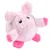 Rosa Plüschspielzeug in Schweineform mit gestickten Augen und pinken Akzenten an Ohren, Füssen und Nase.