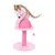 Kratzbaum in Flamingo-Design, pink mit Spielball. Katze sitzt oben auf dem Kratzbaum.